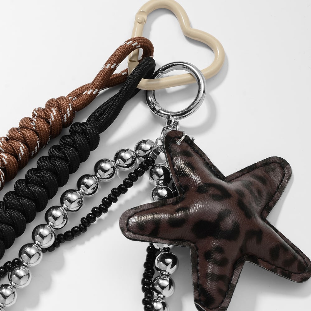 1 Piece Retro Leather Leopard Print Star Bag Charm Picture4
