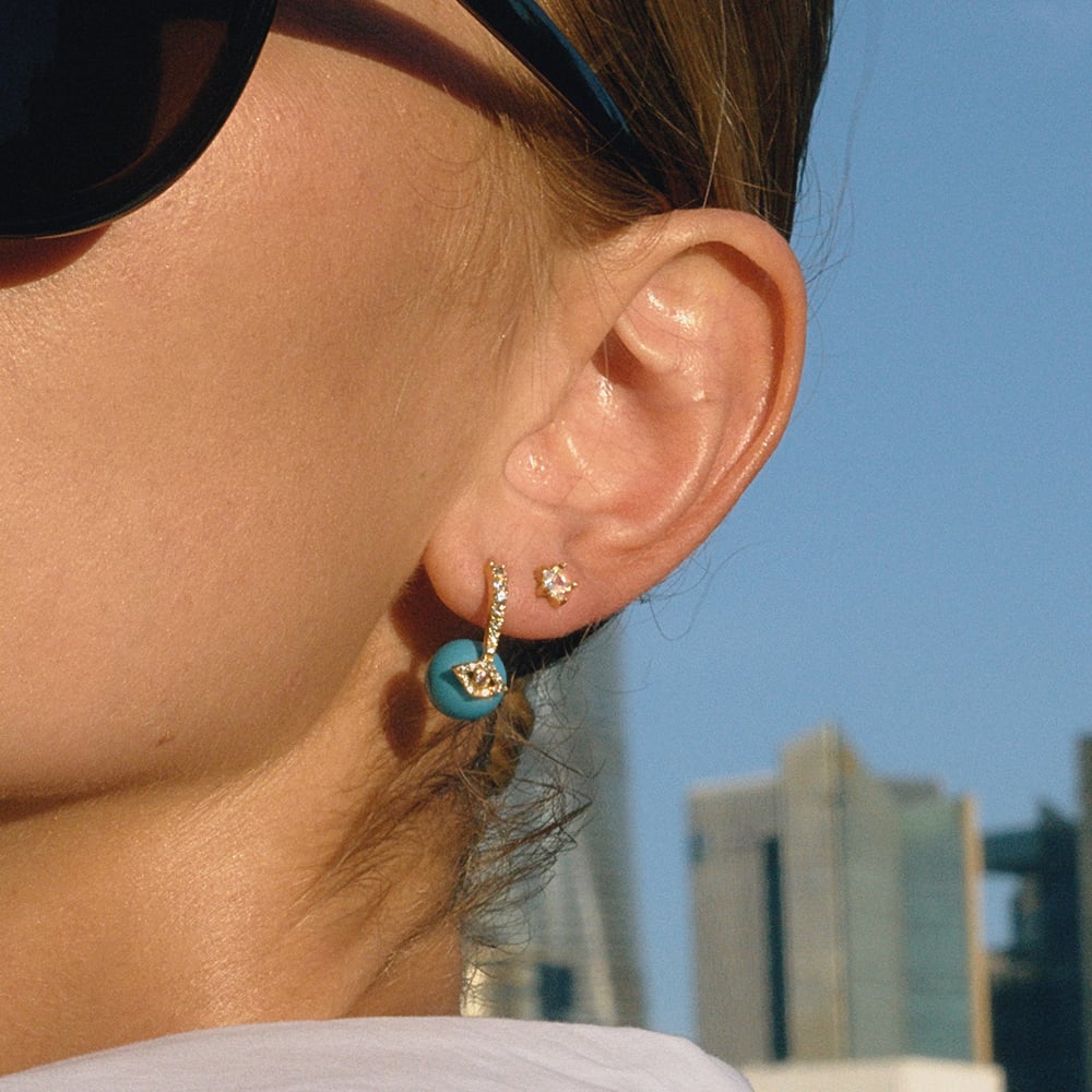 1 Piece Exquisite Devil's Eye Calaite Stainless Steel Women's Stud Earrings Picture4