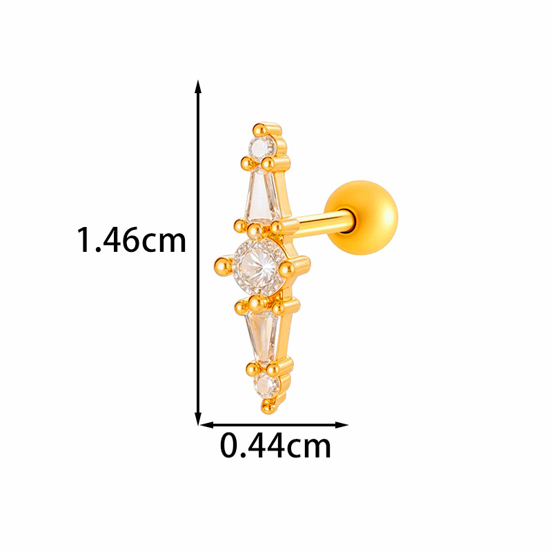 1 Stück zarte Blume Kupfer Gold Farbe Zirkon Damen Piercing Ohrringe Bild2