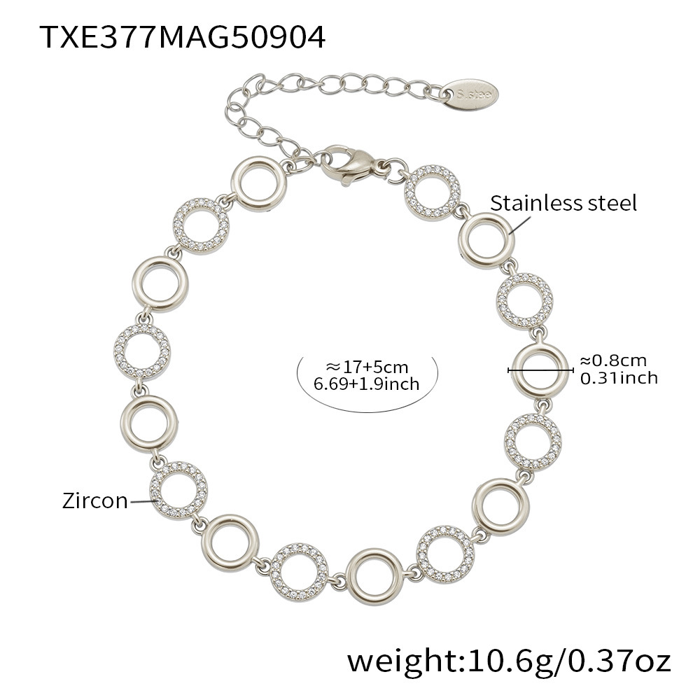 Klassischer Kreis Edelstahl Gold Farbe Zirkon Damen Schmuck Sets