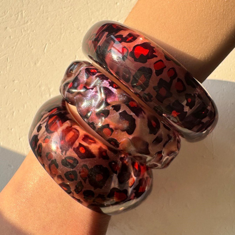 1 Piece Retro Leopard Print Resin Bangle h5Picture3