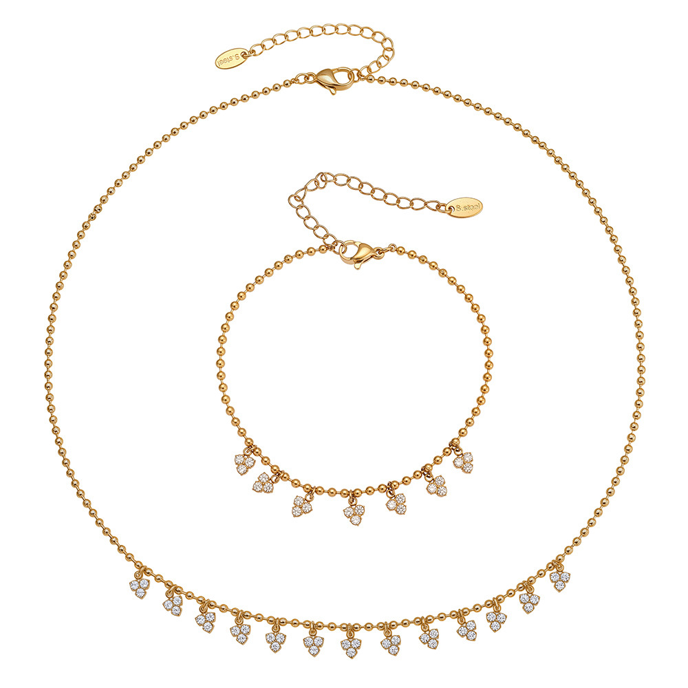 Romantische Herz Quaste Kreis Edelstahl Gold Farbe Zirkon frauen Schmuck Sets Bild5