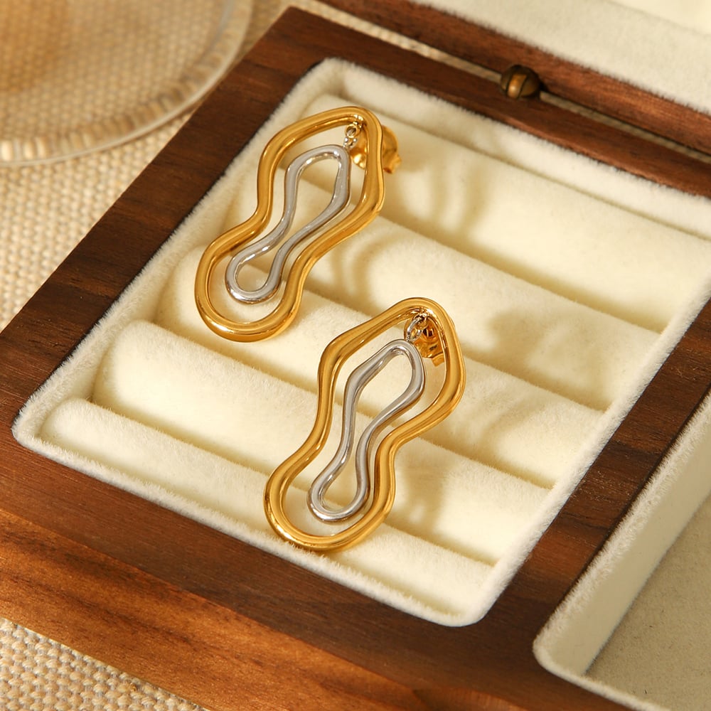 1 Pair Irregular Shape Mixed Color Stainless Steel Stud Earrings Picture3