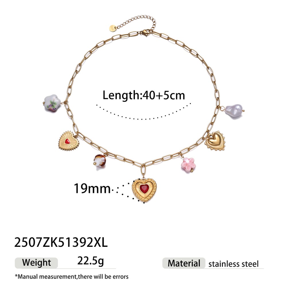 Heart Stainless Steel Gold Color Necklaces Set