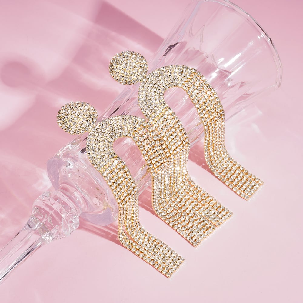 1 Pair Festive Series Irregular Shape Tassel Copper Drop Earrings Picture2