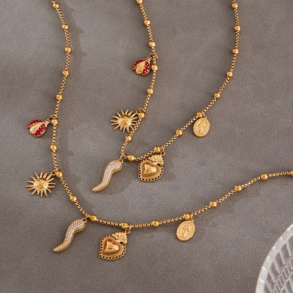 1 Stück luxuriöse Pfeffer-Halsketten aus Edelstahl in Goldfarbe für Damen h5Bild6
