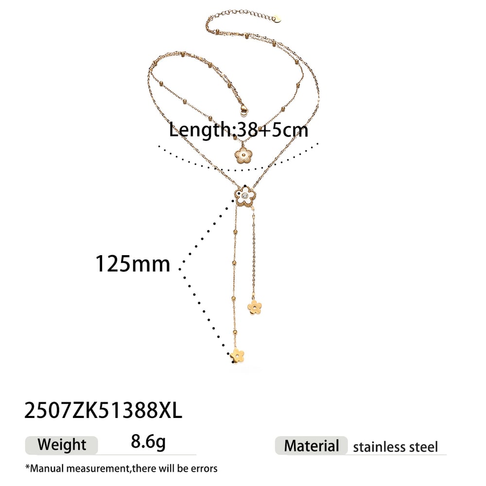 Flower Shape Stainless Steel Gold Color Necklaces Set