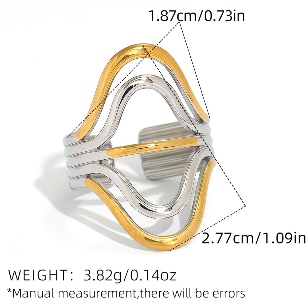 1 Piece Simple  Irregular Shape Stainless Steel  Gold Color Women's Statement Rings h5Picture2