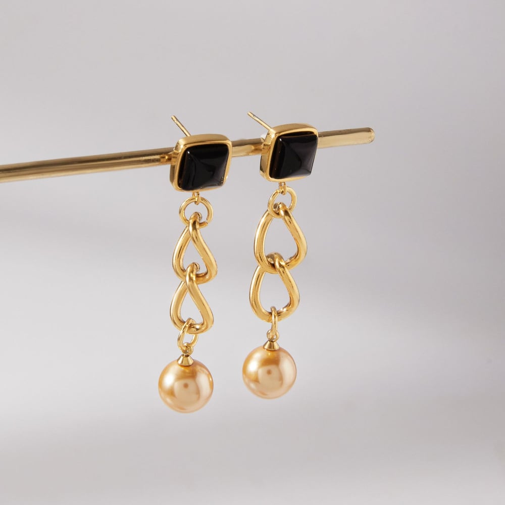 1 Pair Gorgeous Chain Stainless Steel Gold Color Women's Drop Earrings Picture4