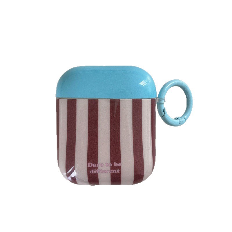 1 Stück personalisierte kreative Farbblock-Streifen-Kopfhörerhülle für Damen h5Bild4