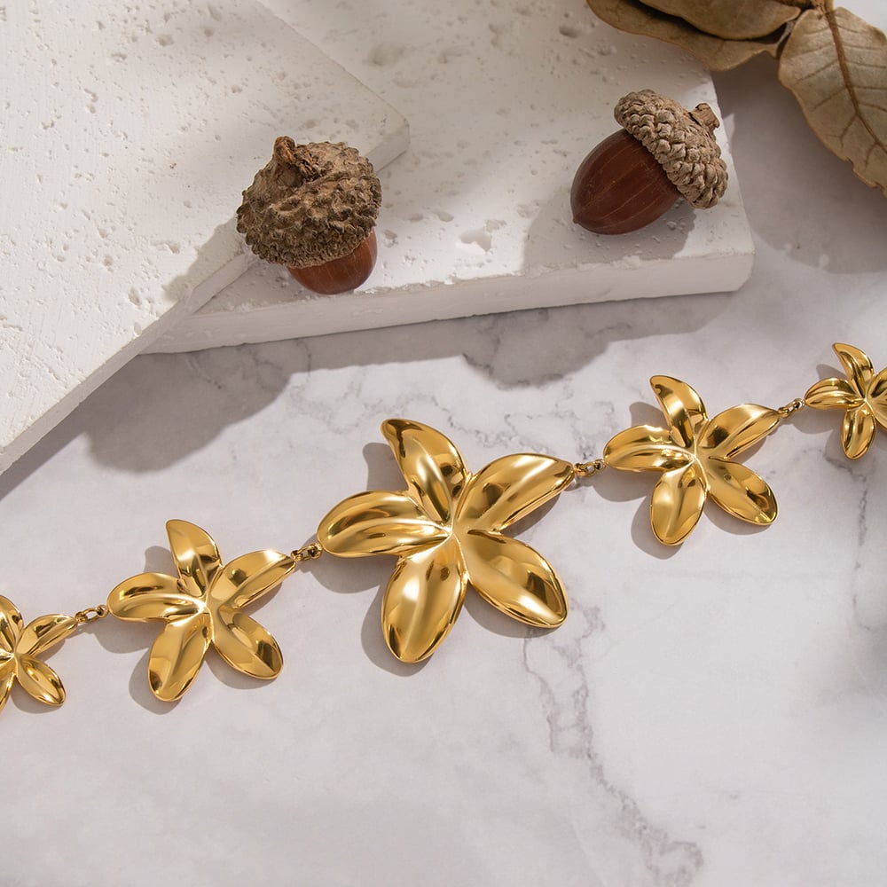 1 Piece Flower Stainless Steel Gold Color Pendant Necklace Picture4