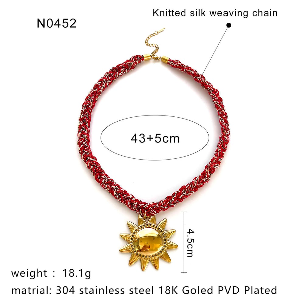 1 Piece Sun Stainless Steel Gold Color Pendant Necklace h5Picture2