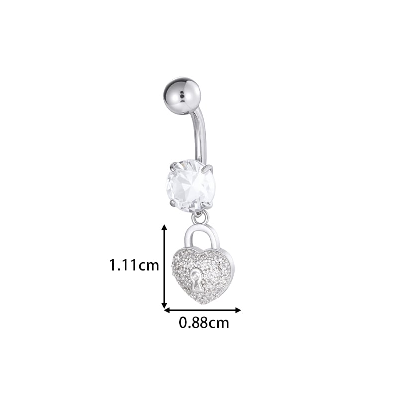 1 Piece Flower Heart Star Copper Zircon Navel Piercing Picture2