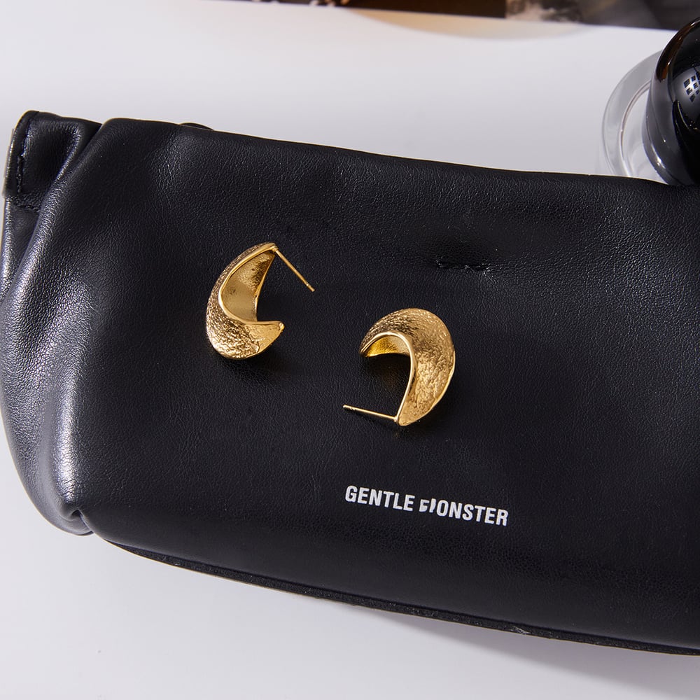 1 Pair Classic Hammer Pattern Stainless Steel Gold Color Women's Hoop Earrings Picture4