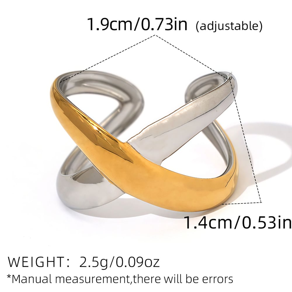 1 Stück einfache unregelmäßige Form Edelstahl Gold Farbe Damen Statement Ringe h5Bild2