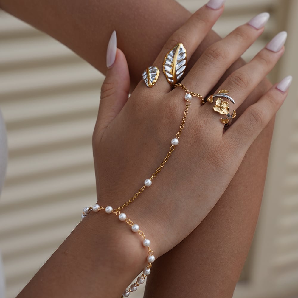 1Piece Simple  Retro Flower Leaf Plant Stainless Steel   Women's Jewelry Sets h5Picture3