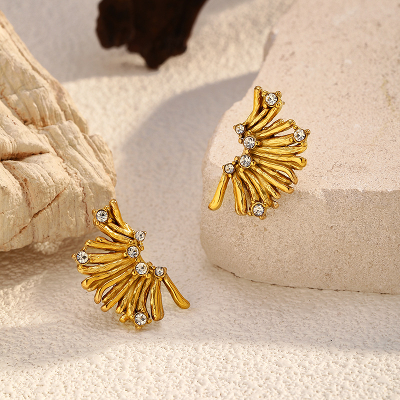 1 Pair Irregular Shape Stainless Steel Gold Color Stud Earrings h5Picture3