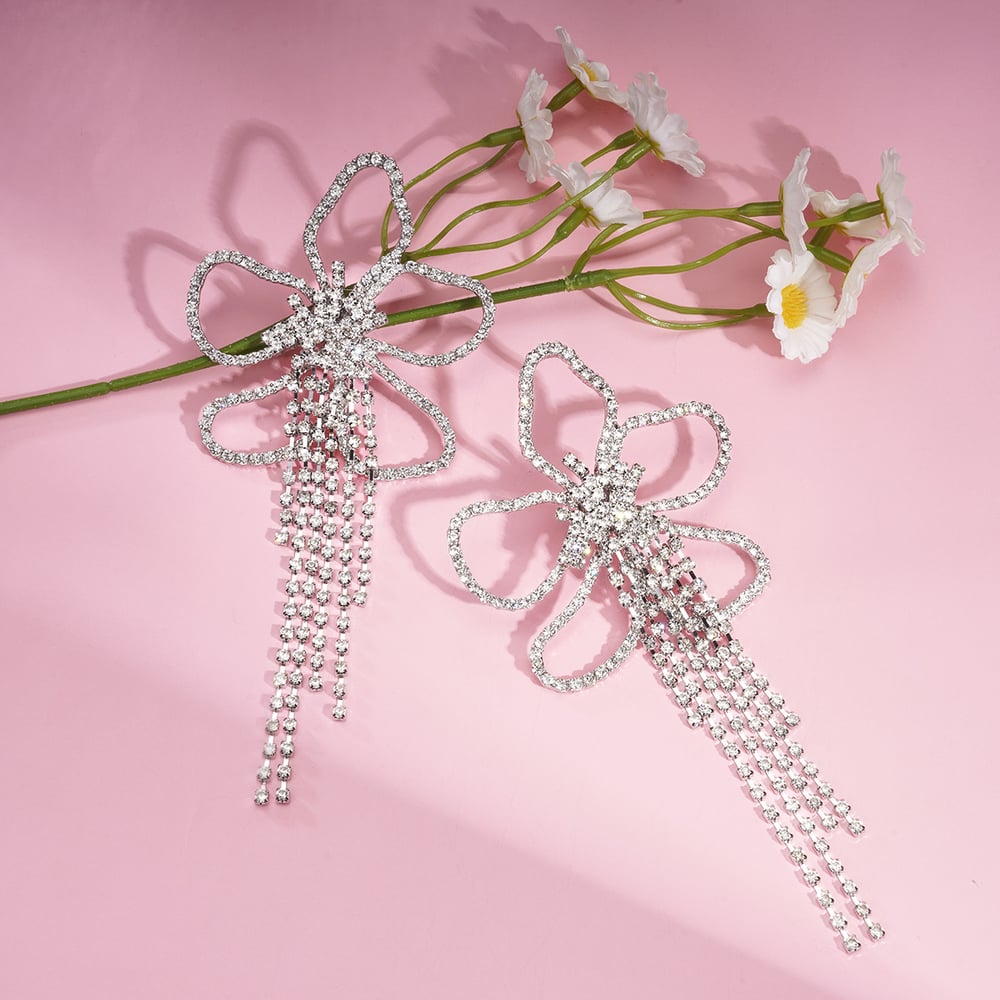 1 Pair Festive Series Flower Tassel Copper Dangle Earrings Picture4