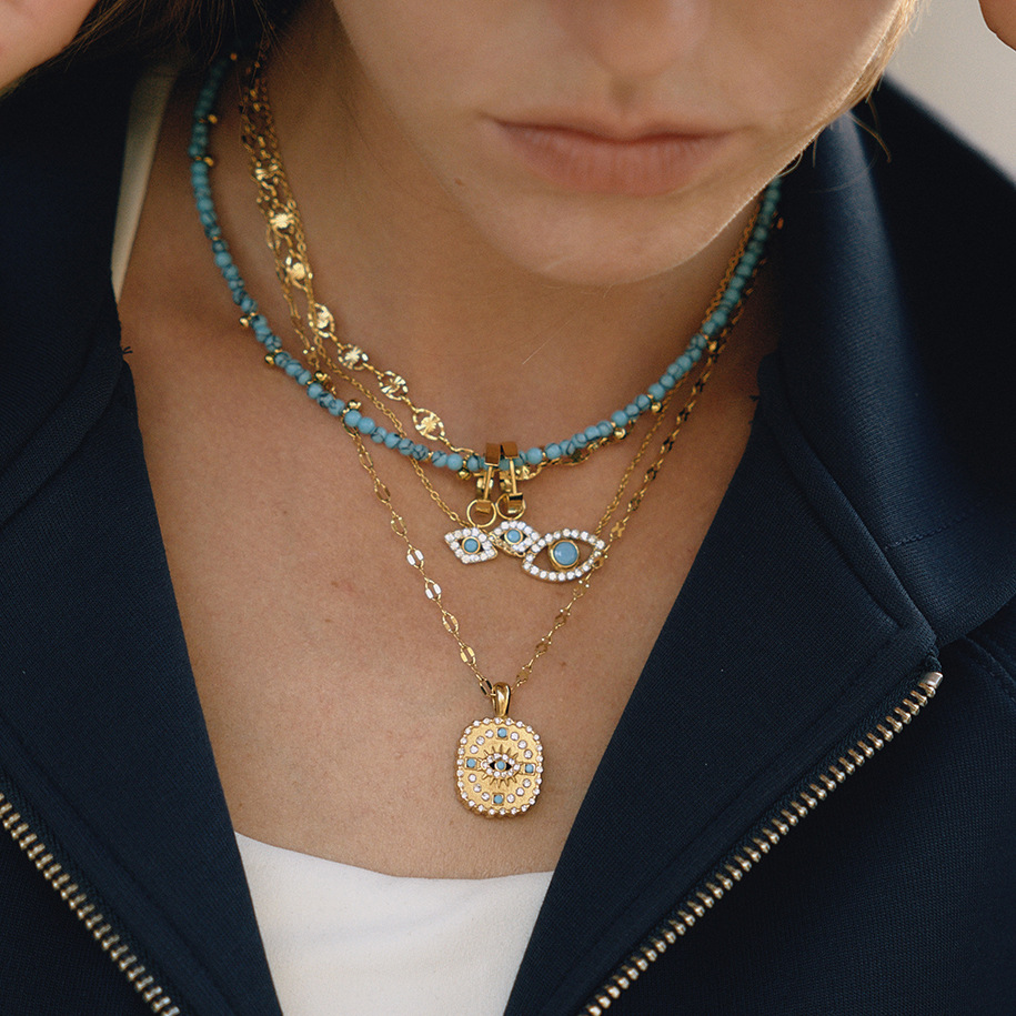 1 Piece Sophisticated Devil's Eye Stainless Steel Gold Color Women's Pendant Necklaces h5Picture4