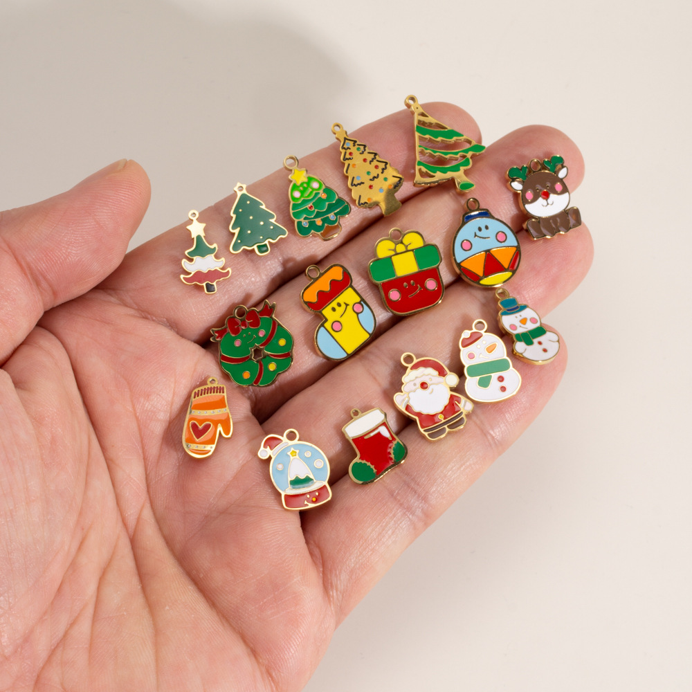 1 Stück DIY süße Weihnachten Edelstahl Gold Farbe Damen Anhänger Bild3