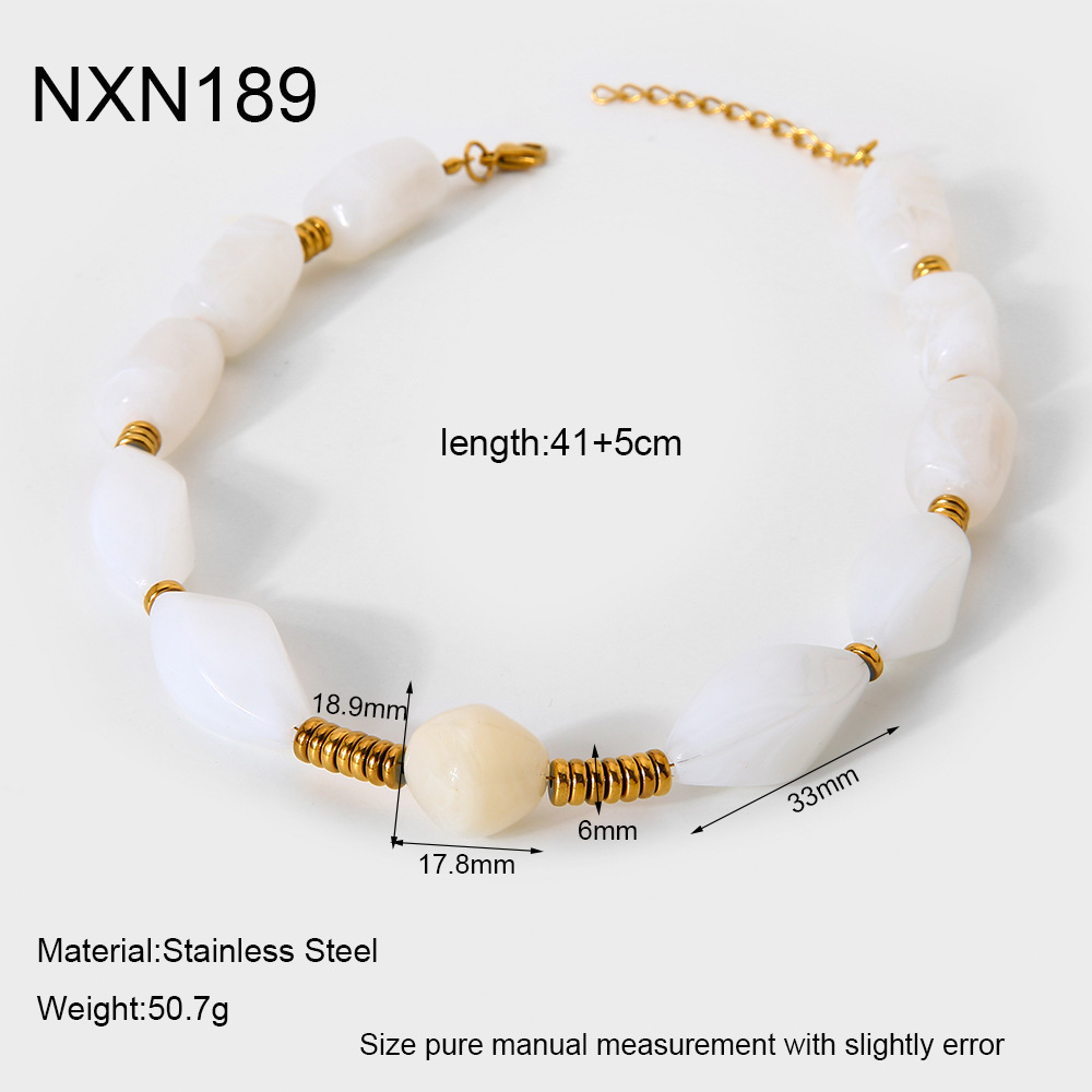 1 Piece Classic Daily Beads Acrylic Gold Color Women's Beaded Necklaces