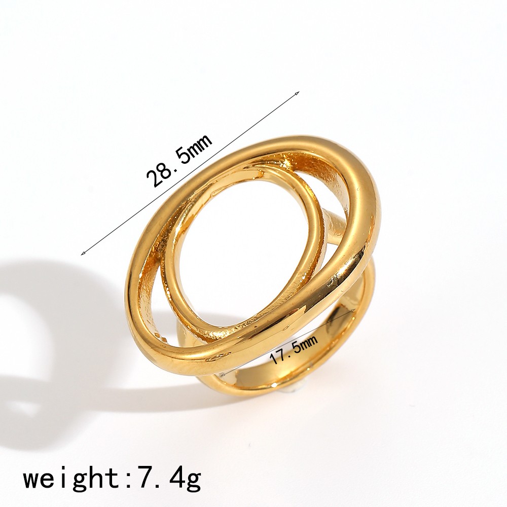 1 Piece Lines Mixed Gold Stainless Steel Minimalist Ring 