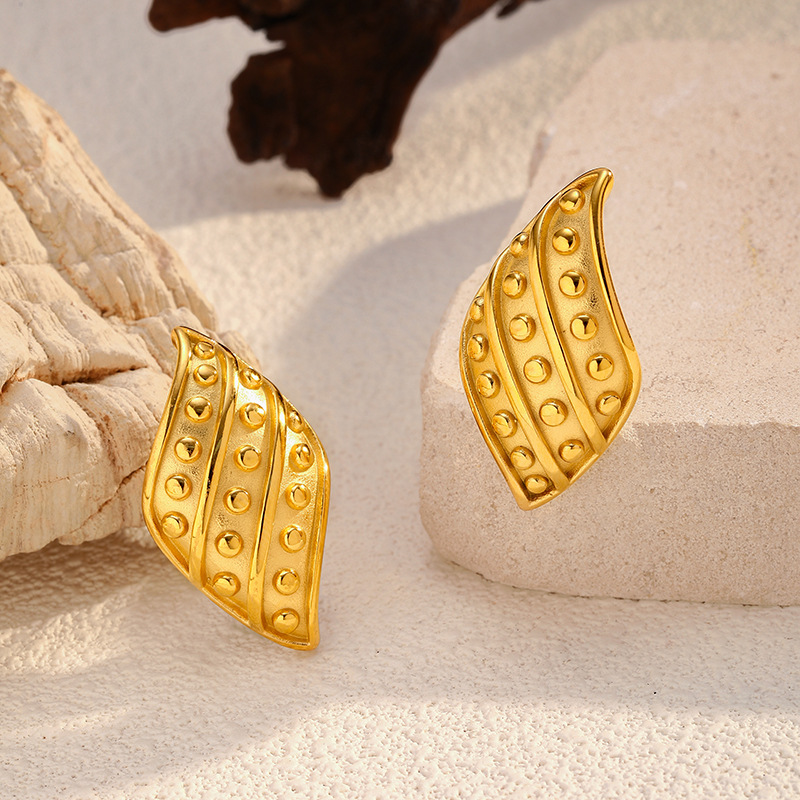 1 Pair Irregular Shape Stainless Steel Gold Color Stud Earrings h5Picture2