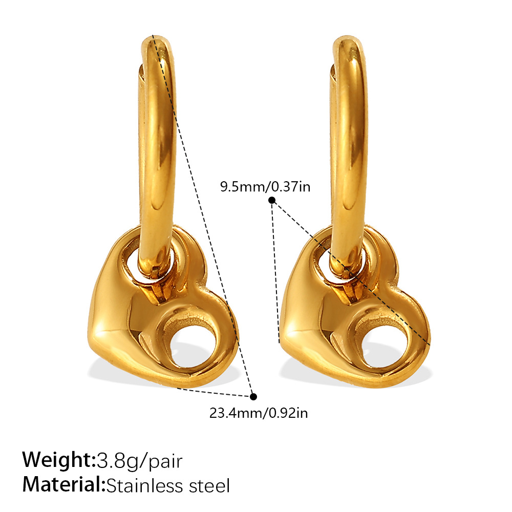 Heart Shape Stainless Steel Gold Color Jewelry Set