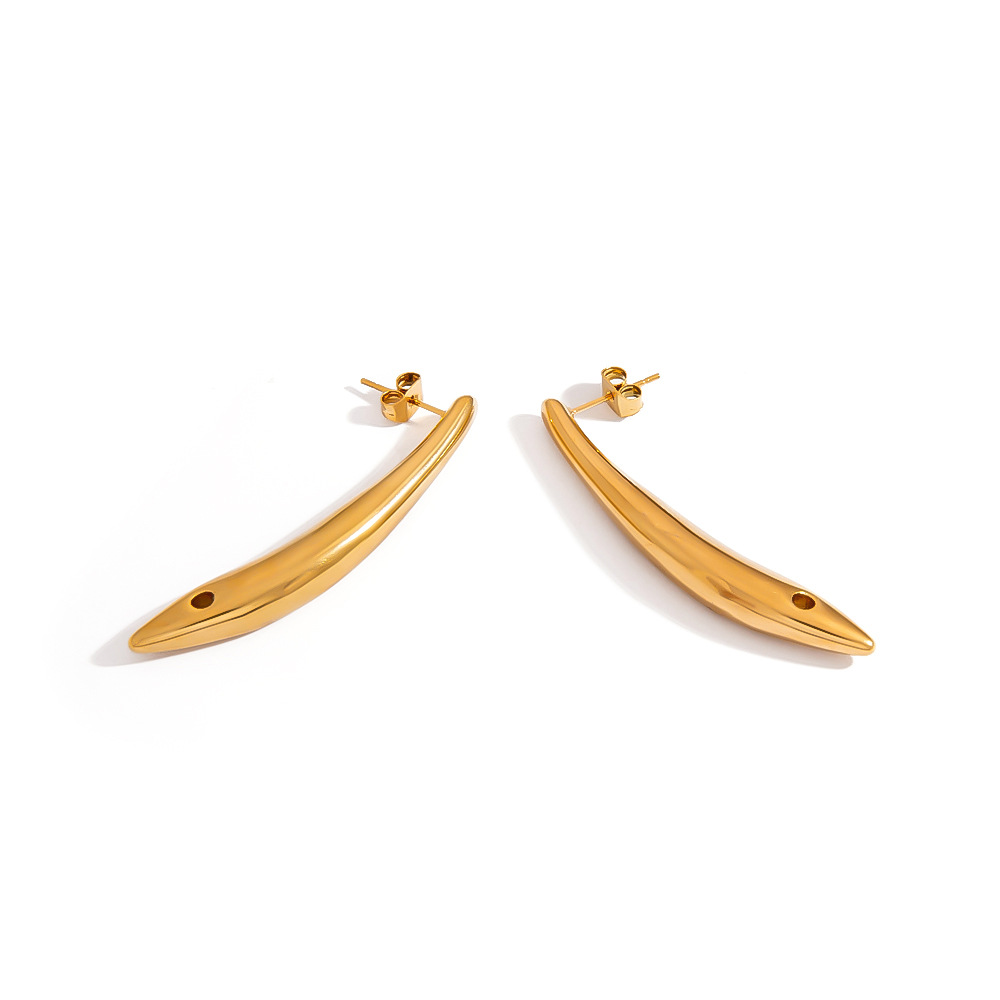 1 Pair Fish Shape Stainless Steel Gold Color Stud Earrings h5Picture5