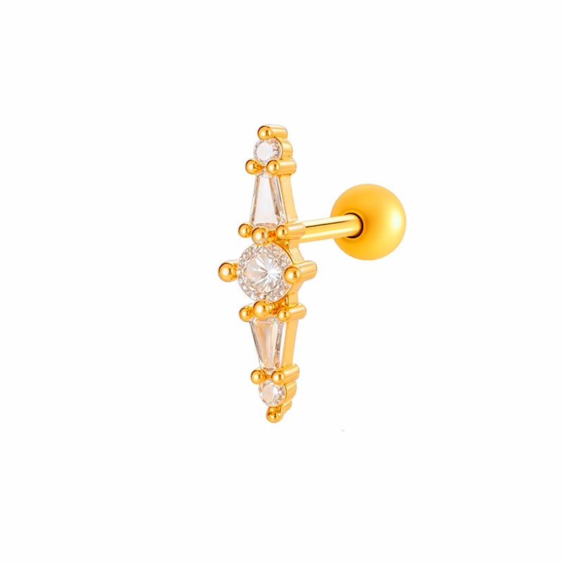 1 Stück zarte Blume Kupfer Gold Farbe Zirkon Damen Piercing Ohrringe