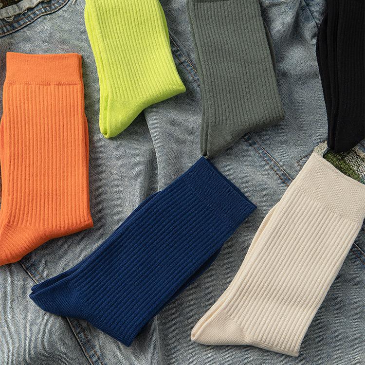 1 paire de chaussettes mi-mollet en coton style urbain h5Image3