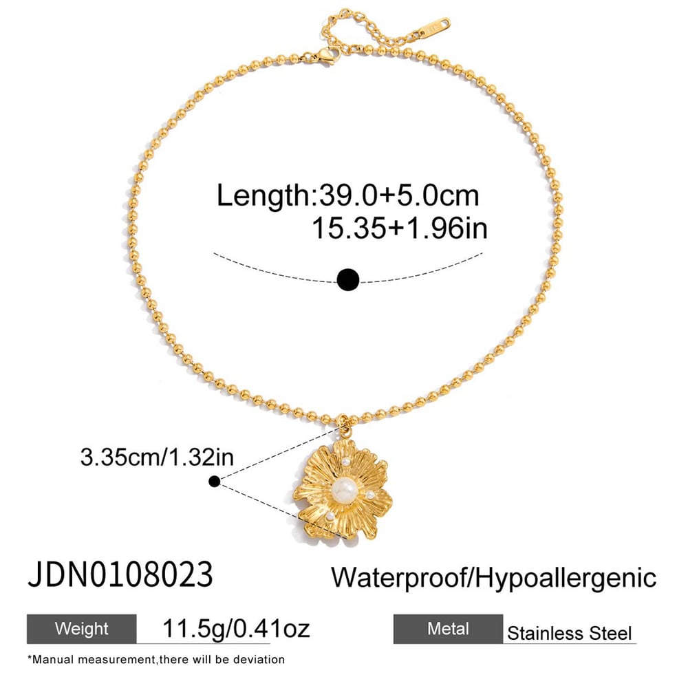 1 Piece Sweet Flower Stainless Steel Gold Color Women's Pendant Necklaces h5Picture2