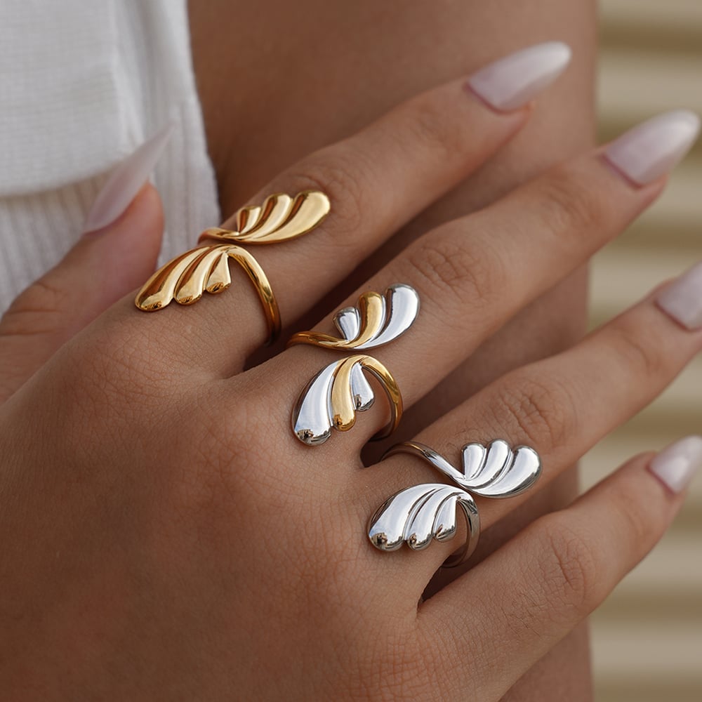1 Piece Designable Irregular Shape Stainless Steel Gold Color Statement Rings h5Picture6