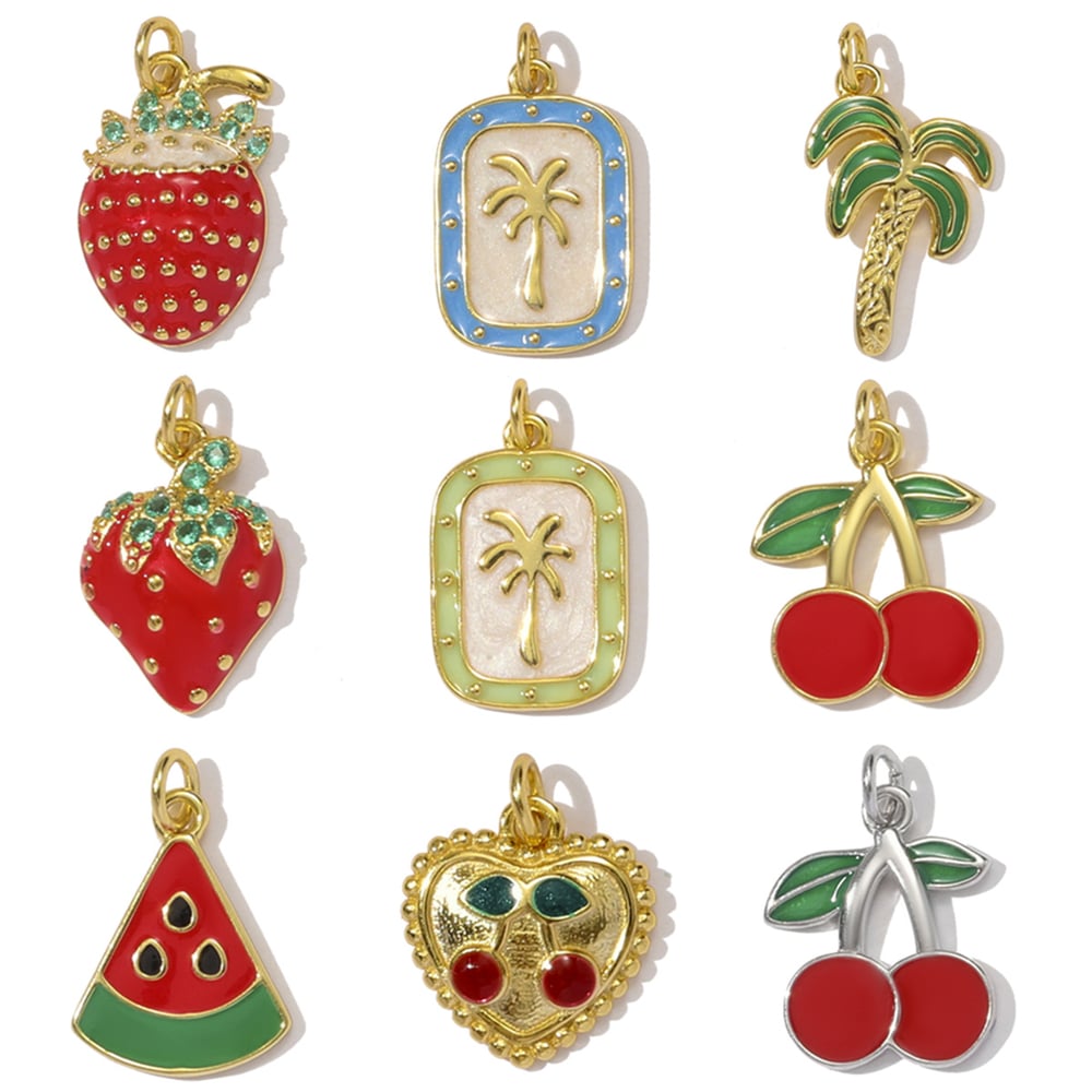 1 Piece Cute Fruit S925 Gold Color Women's Pendants Picture5