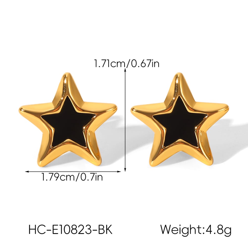 1 Pair Enamel Star Stainless Steel Gold Color Stud Earrings Picture2