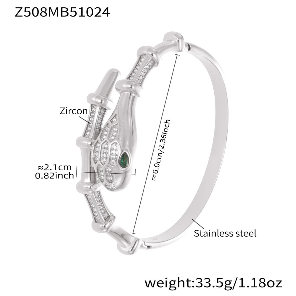 1 stuk luxe luipaard- en slangvormige titanium stalen armbanden met goudkleurige zirkonia voor dames