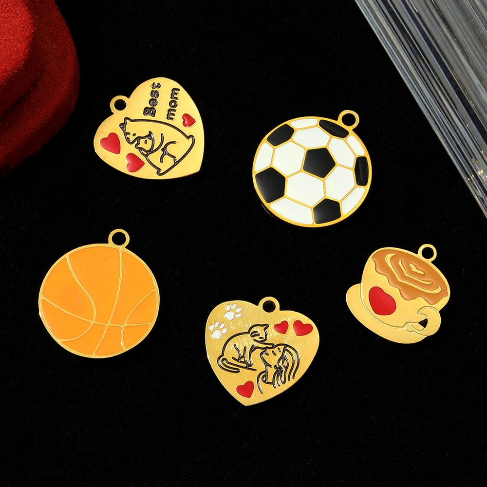 1 Piece Funny Coffee Stainless Steel Women's Pendants Picture4