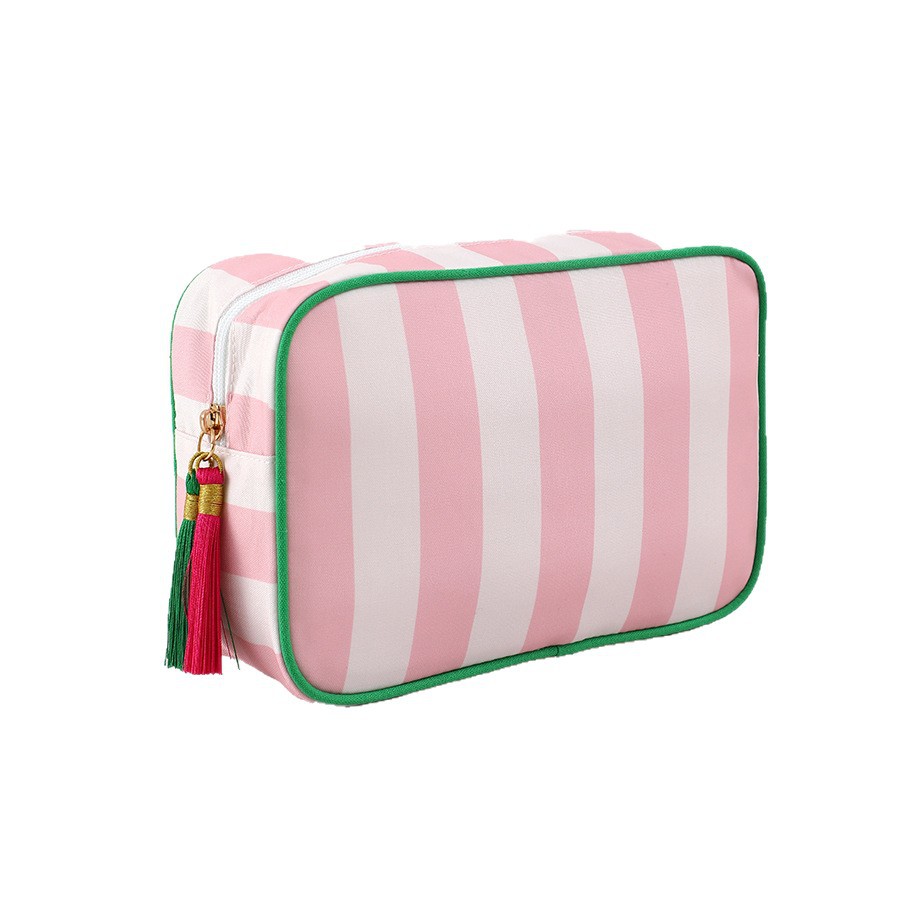 1 pezzo semplice casual a righe borse per il trucco da donna Immagine5