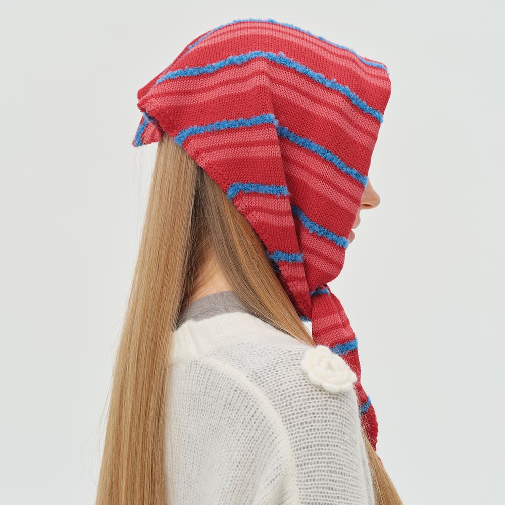 1 Piece Strip Wool Blend Knitted Triangular Scarf h5Picture2