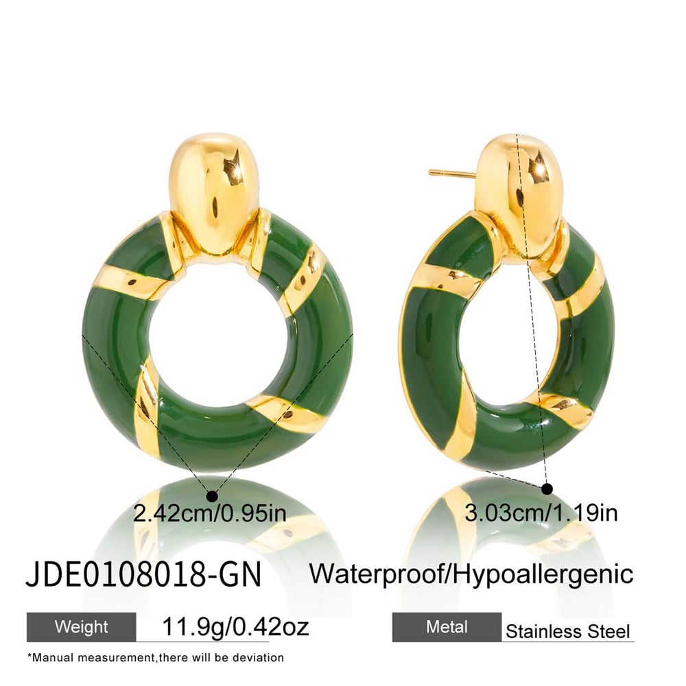 1 Pair Vintage Circle Stainless Steel Gold Color Women's Stud Earrings