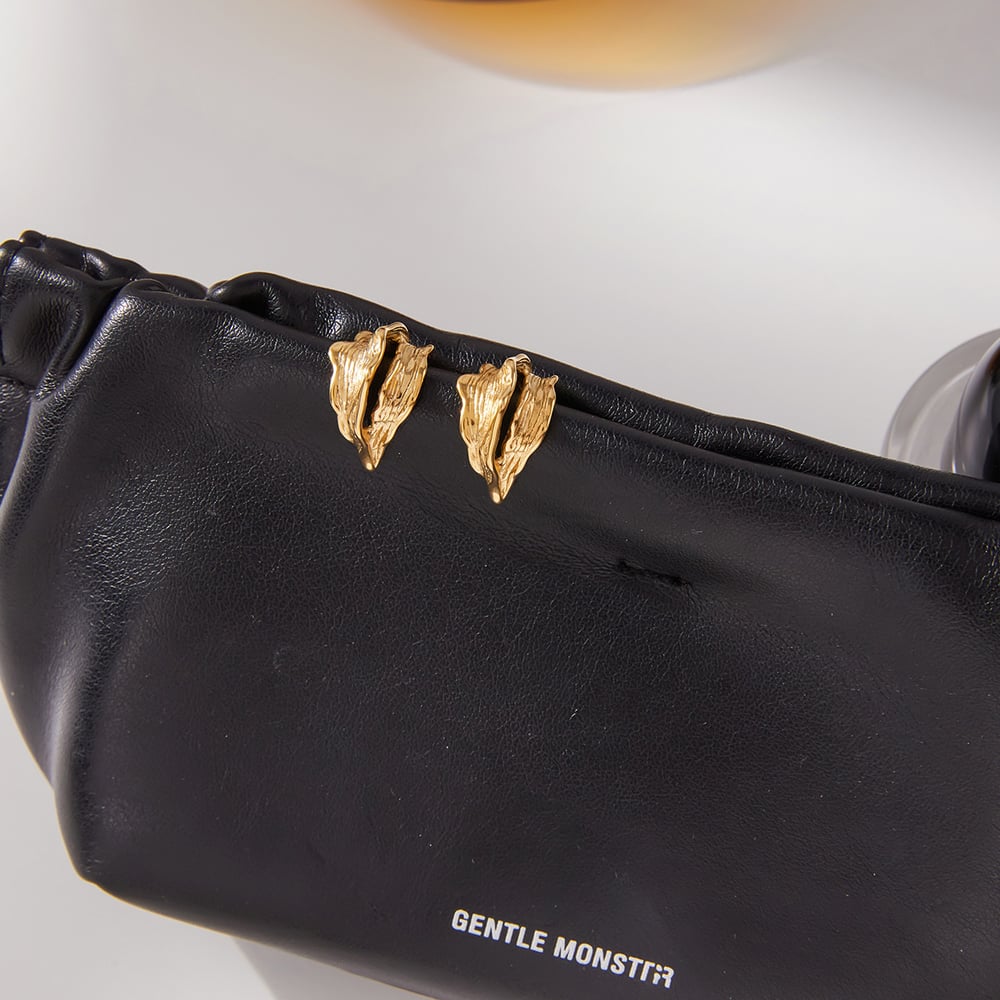 1 Pair Irregular Hammer Pattern Stainless Steel Gold Color Women's Hoop Earrings h5Picture4