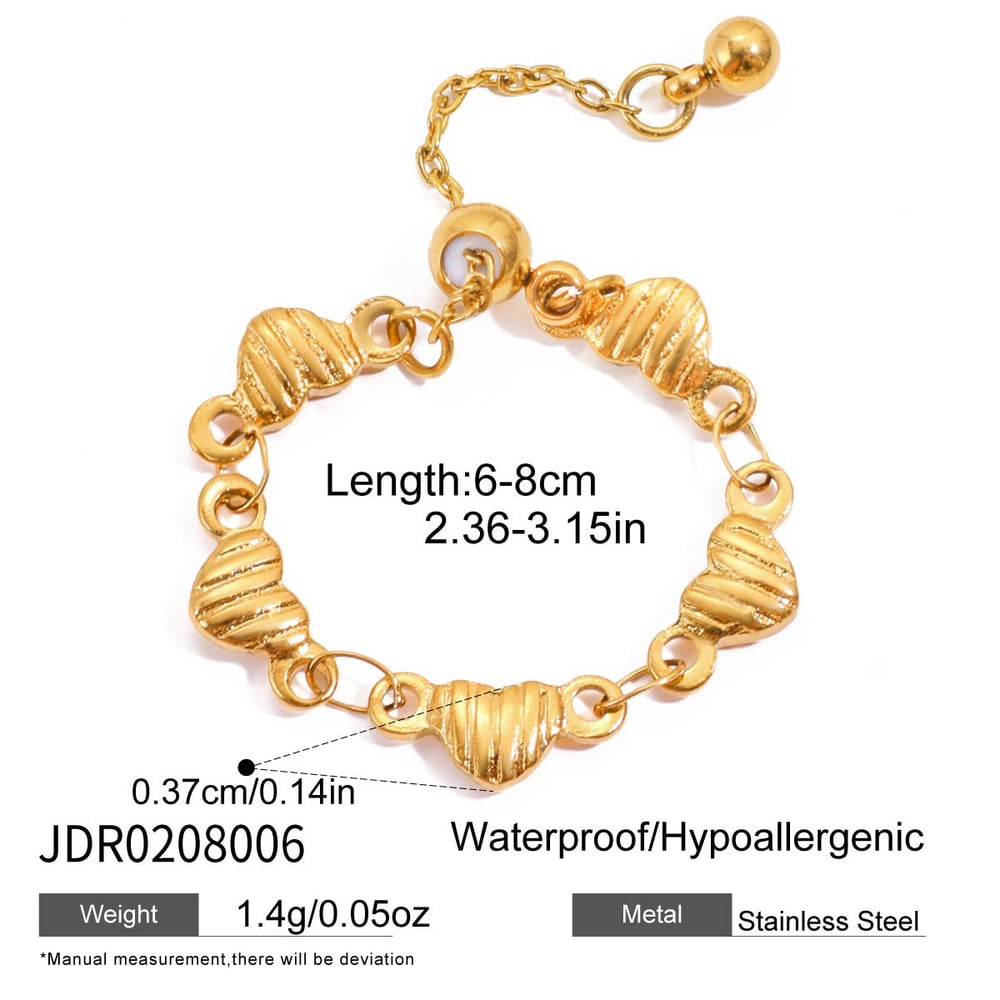1 Piece Cute Heart Stainless Steel Gold Color Statement Rings h5Picture2