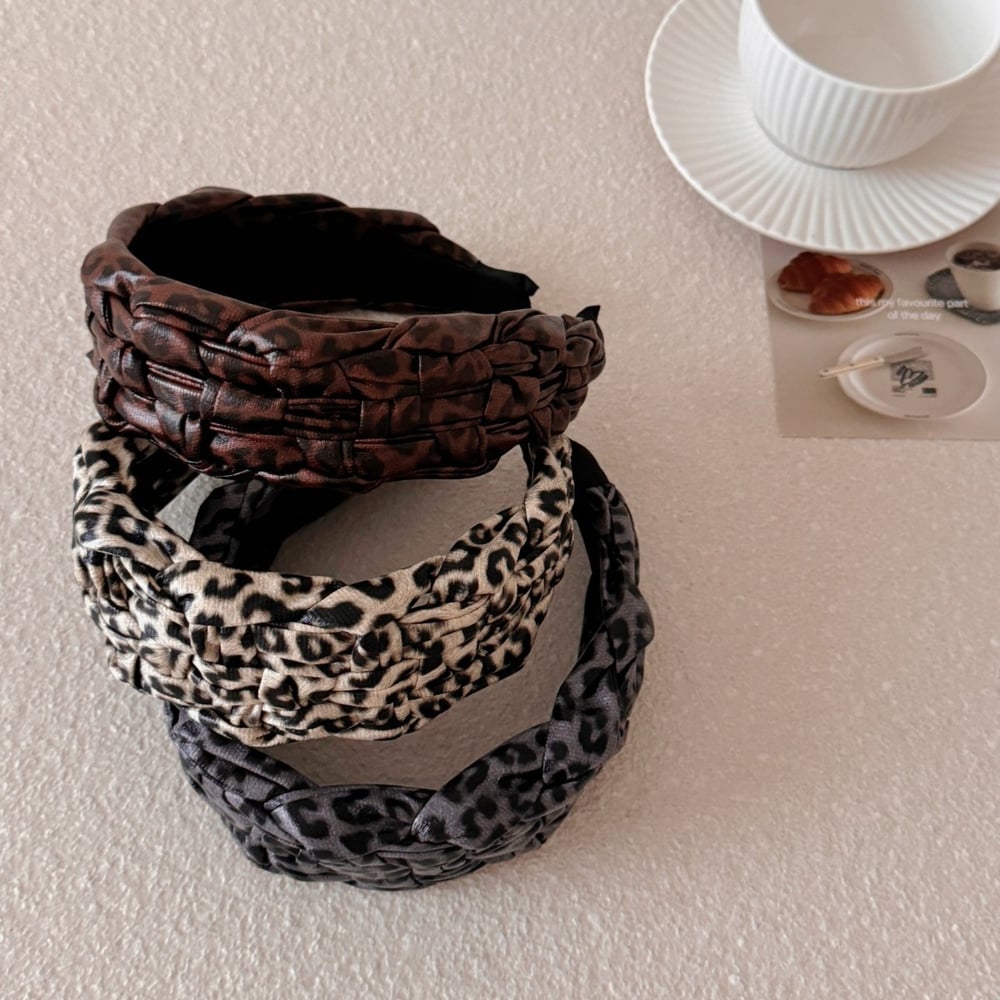 1 bandeau large torsadé à imprimé léopard rétro pour femme h5Image4