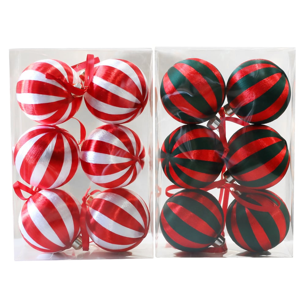 1 Set Christmas Stripe Ball Polyester Party Supplies(1 set=6 pieces) Picture5