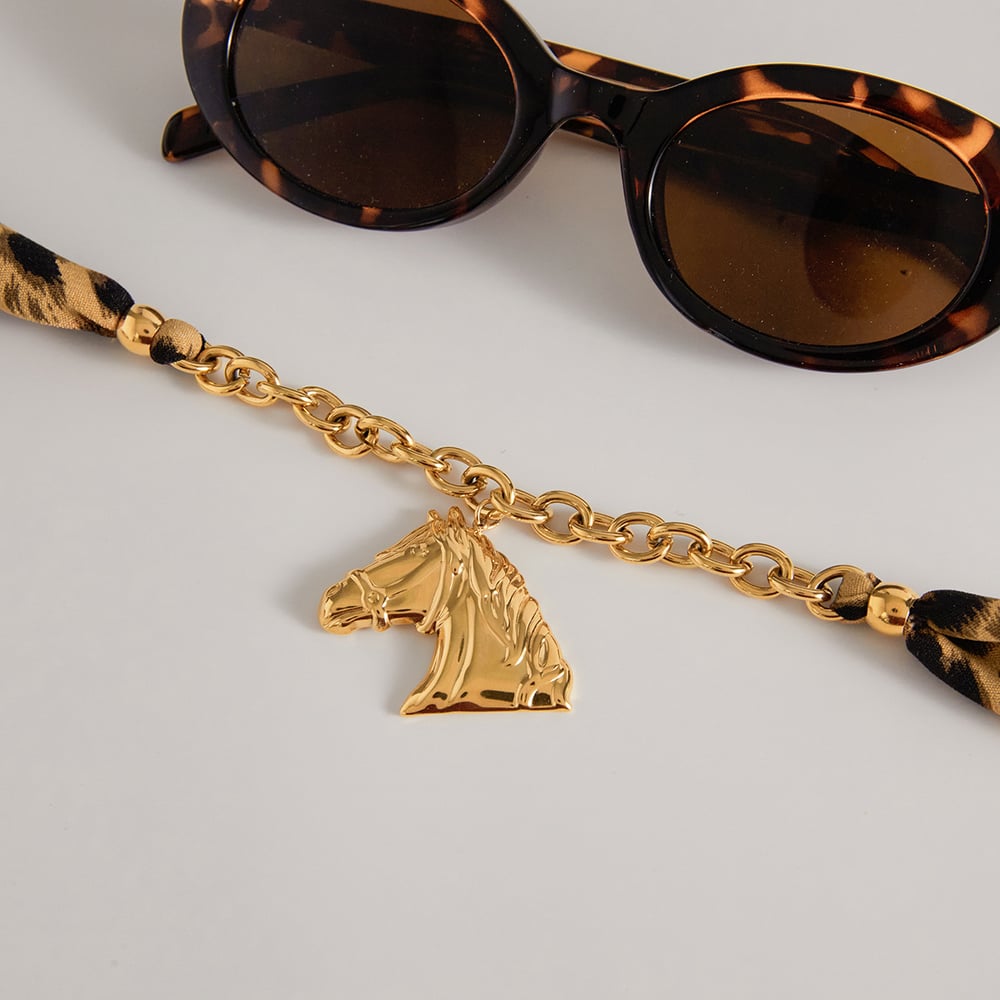 1 Piece Luxurious Horse Leopard Print Stainless Steel Gold Color Women's Pendant Necklaces h5Picture6