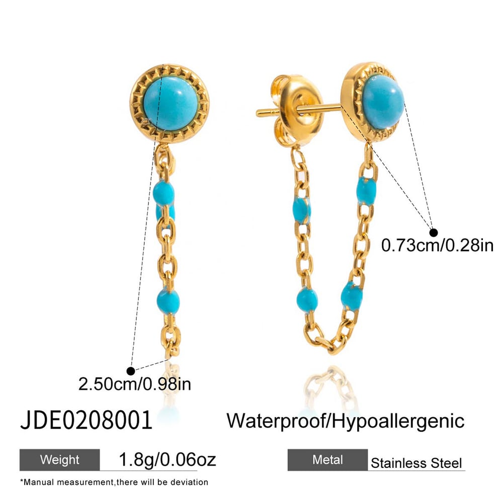 1 Pair Classic Calaite Chain Stainless Steel Gold Color Women's Stud Earrings Picture2