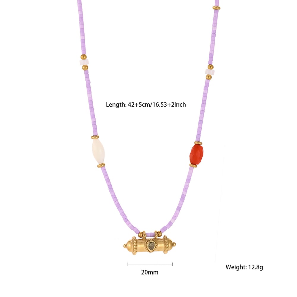 Collar de cuentas vintage para mujer con piedras naturales de colores variados (1 pieza)