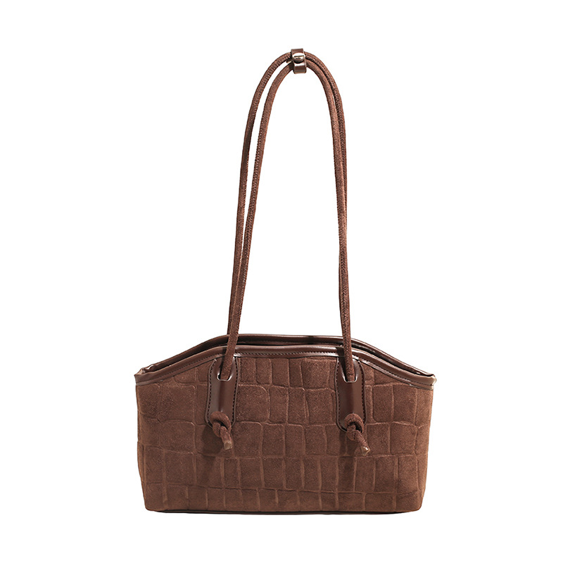 1 Stück einfache Retro-Umhängetaschen aus gewebtem Wildleder für Damen