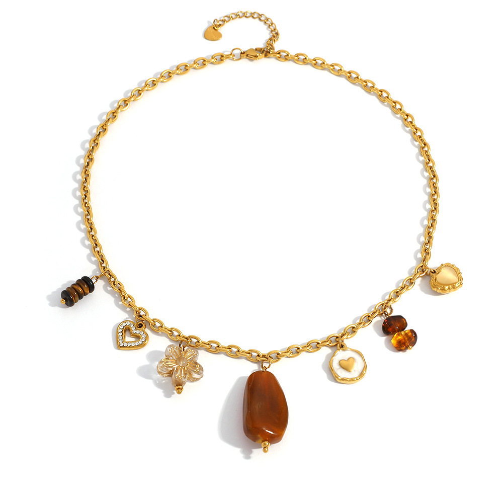 1 Piece  Daily Flower Heart Stainless Steel Women's Pendant Necklaces Picture5