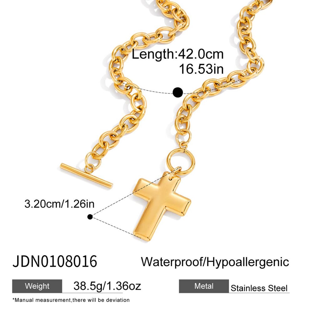 1 Piece Minimalist Cross Stainless Steel Gold Color Women's Pendant Necklaces Picture2